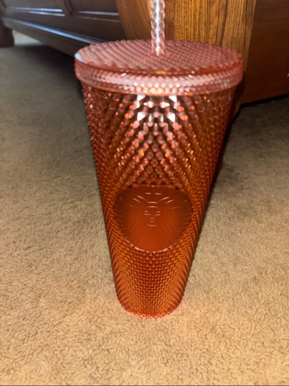 Starbucks Textured Copper-Red Tumbler with Straw